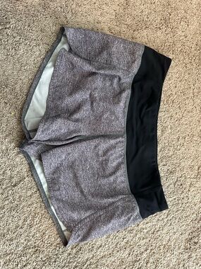 lululemon athletica Gray Heathered Athletic Shorts with Black Waistband